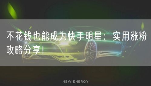 不花钱也能成为快手明星:实用涨粉攻略分享!