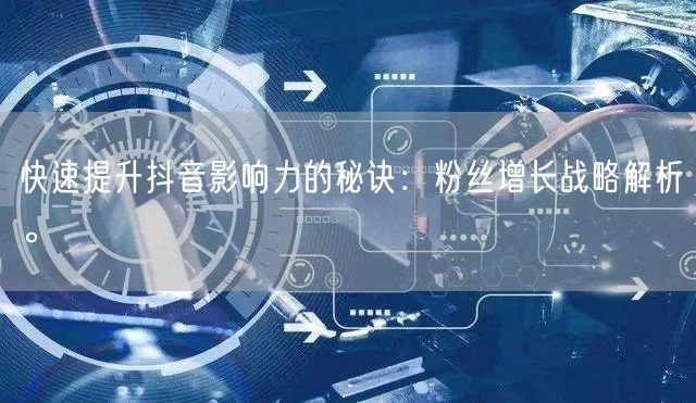 快速提升抖音影响力的秘诀：粉丝增长战略解析。