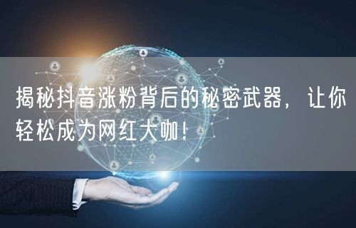 揭秘抖音涨粉背后的秘密武器，让你轻松成为网红大咖！