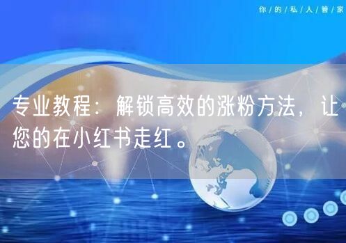 专业教程:解锁高效的涨粉方法,让您的在小红书走红。