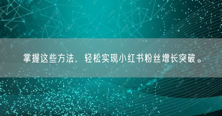 掌握这些方法,轻松实现小红书粉丝增长突破。