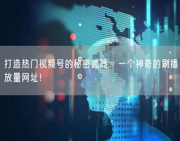 打造热门视频号的秘密武器：一个神奇的刷播放量网址！
